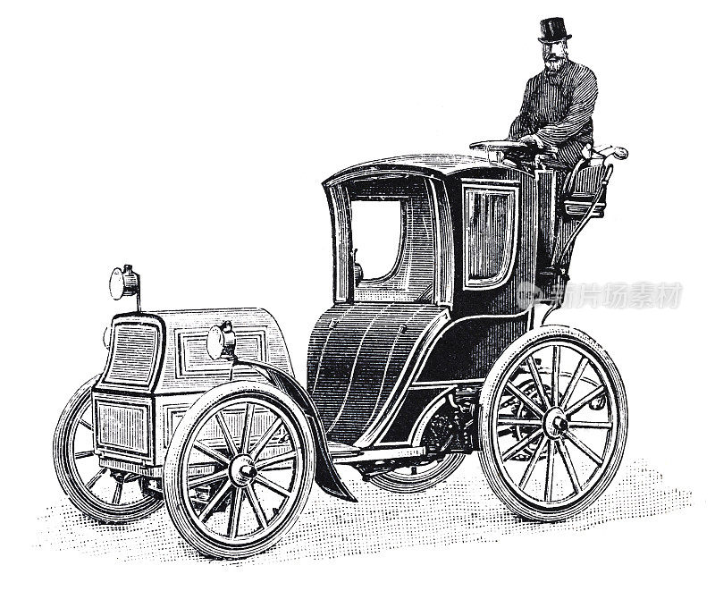 老式出租车由Jeantaud 1897插图